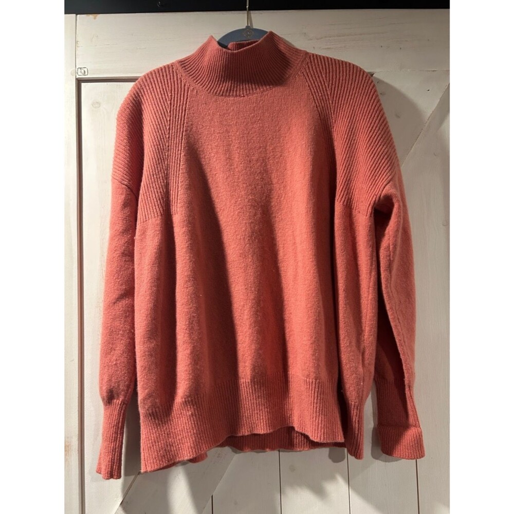 Joules Pink Coral Mock Neck Sweater Size 12 Wool Cashmere Blend